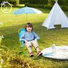 Idea Nuova Bluey Kids Outdoor Folding Beach Chair with Umbrella,Portable Camp Chair for Ages 3+, Lightweight & Compact for Beach, Camping, and Backyard(Cocomelon)