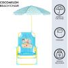 Idea Nuova Bluey Kids Outdoor Folding Beach Chair with Umbrella,Portable Camp Chair for Ages 3+, Lightweight & Compact for Beach, Camping, and Backyard(Cocomelon)