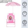 Idea Nuova Bluey Kids Outdoor Folding Beach Chair with Umbrella,Portable Camp Chair for Ages 3+, Lightweight & Compact for Beach, Camping, and Backyard(Gabby’s Dollhouse)