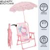Idea Nuova Bluey Kids Outdoor Folding Beach Chair with Umbrella,Portable Camp Chair for Ages 3+, Lightweight & Compact for Beach, Camping, and Backyard(Hello Kitty)