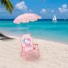 Idea Nuova Bluey Kids Outdoor Folding Beach Chair with Umbrella,Portable Camp Chair for Ages 3+, Lightweight & Compact for Beach, Camping, and Backyard(Hello Kitty)