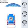 Idea Nuova Bluey Kids Outdoor Folding Beach Chair with Umbrella,Portable Camp Chair for Ages 3+, Lightweight & Compact for Beach, Camping, and Backyard(Paw Patrol)