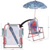 Idea Nuova Bluey Kids Outdoor Folding Beach Chair with Umbrella,Portable Camp Chair for Ages 3+, Lightweight & Compact for Beach, Camping, and Backyard(Spiderman)