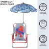 Idea Nuova Bluey Kids Outdoor Folding Beach Chair with Umbrella,Portable Camp Chair for Ages 3+, Lightweight & Compact for Beach, Camping, and Backyard(Spiderman)