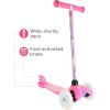 Self Balancing Kick Scooter with Light Up Wheels, Extra Wide Deck, 3 Wheel Platform, Foot Activated Brake, 75 lbs Limit, Kids & Toddlers Girls or Boys, for Ages 3 and Up(My Little Pony)