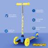 Self Balancing Kick Scooter with Light Up Wheels, Extra Wide Deck, 3 Wheel Platform, Foot Activated Brake, 75 lbs Limit, Kids & Toddlers Girls or Boys, for Ages 3 and Up(Minions)