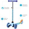 Self Balancing Kick Scooter with Light Up Wheels, Extra Wide Deck, 3 Wheel Platform, Foot Activated Brake, 75 lbs Limit, Kids & Toddlers Girls or Boys, for Ages 3 and Up(Bluey)