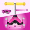 Self Balancing Kick Scooter with Light Up Wheels, Extra Wide Deck, 3 Wheel Platform, Foot Activated Brake, 75 lbs Limit, Kids & Toddlers Girls or Boys, for Ages 3 and Up(Barney)
