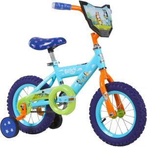 Bluey 12 Inch Kids Bike by Dynacraft for Boys and Girls with Training Wheels, Coaster Brake, Sturdy Frame, Easy Assembly, Fun Bluey Design, Beginner Toddler Bicycle(Blue)