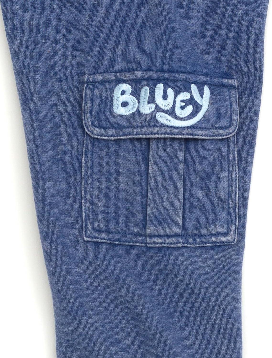 imageBluey Fleece Waffle Knit Pullover Hoodie TShirt and Jogger Pants 3 Piece Outfit Set Toddler Sizes 2T 5TBlue Gray