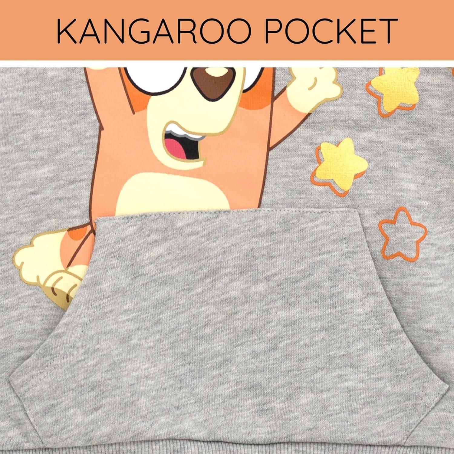 imageBluey Girls Fleece Hoodie Toddler to Big Kid Sizes 2T 1416Heather Gray Bingo