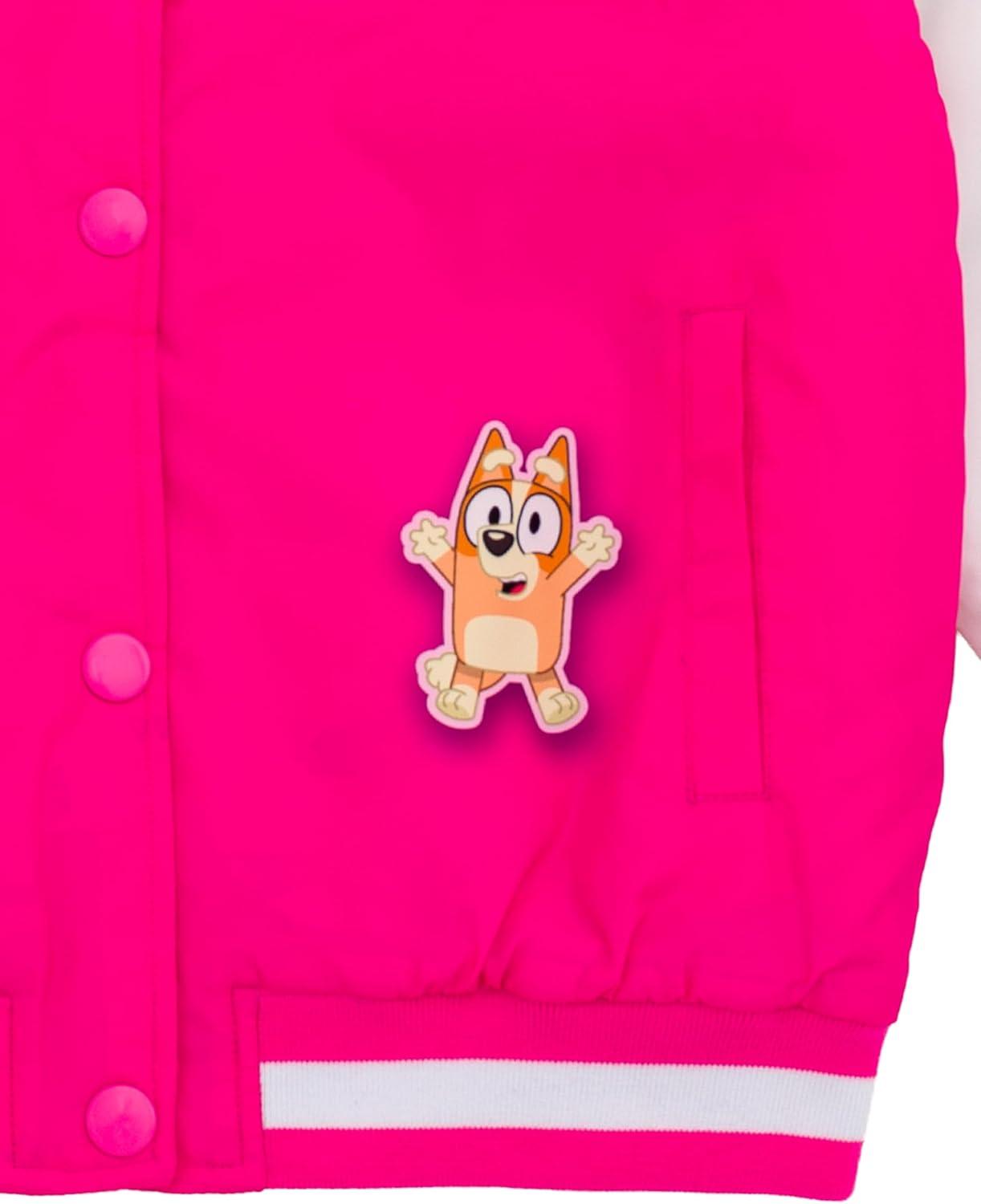 imageBluey Girls Varsity Bomber Jacket Toddler to Big Kid Sizes 2T 1012Pink