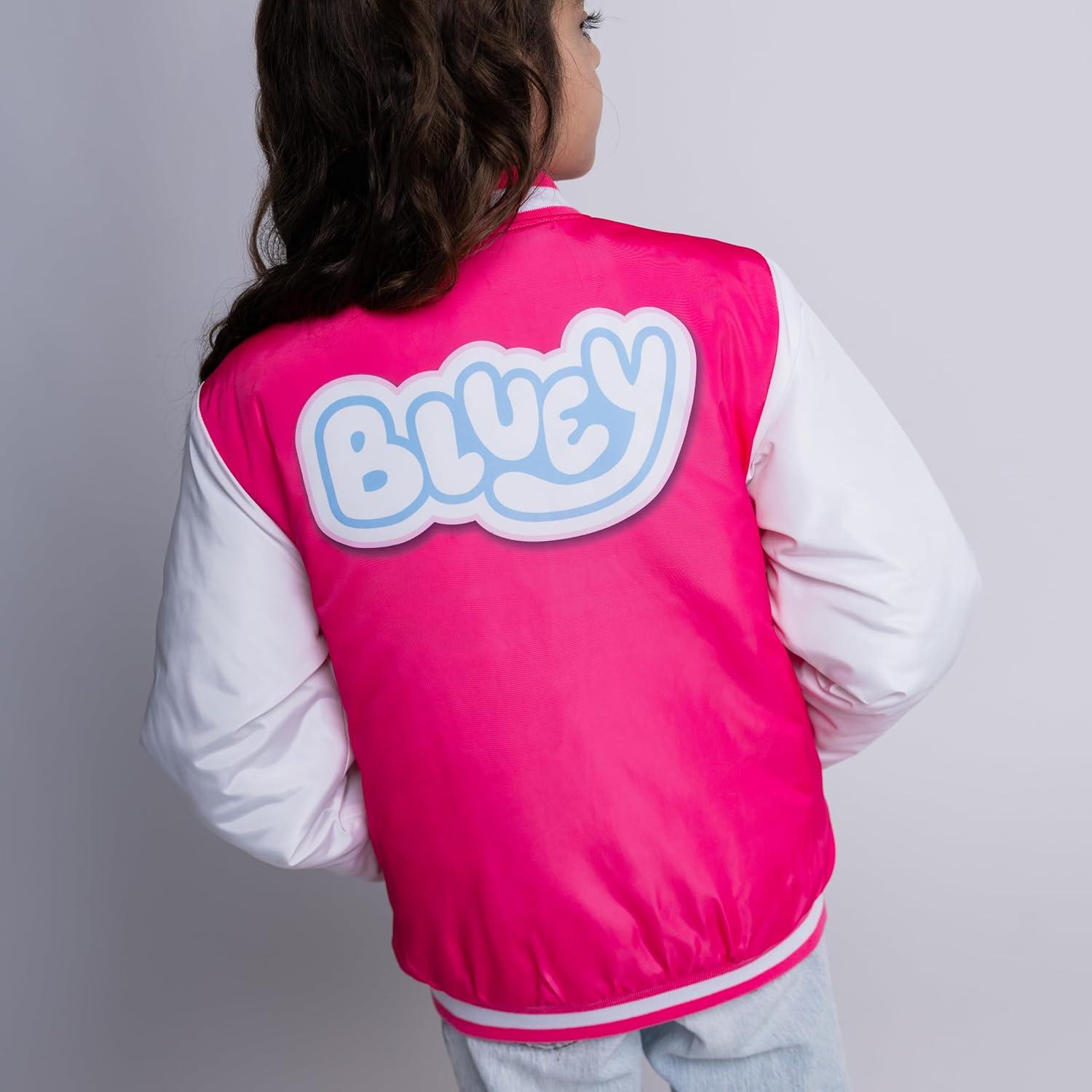 imageBluey Girls Varsity Bomber Jacket Toddler to Big Kid Sizes 2T 1012Pink
