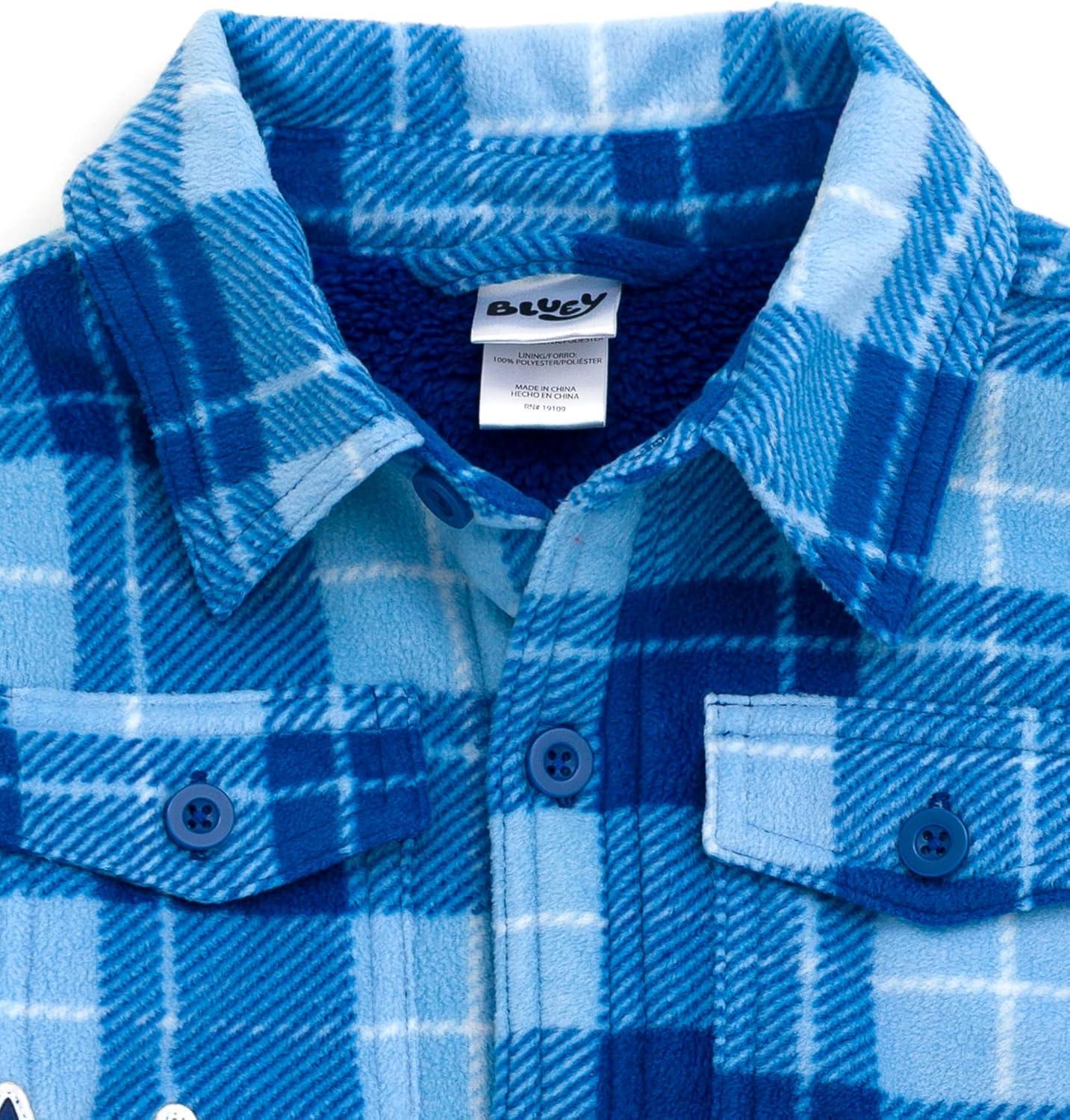 imageBluey Plaid Flannel Shacket with FauxShearling Lining Toddler Sizes 2T 5TBlue