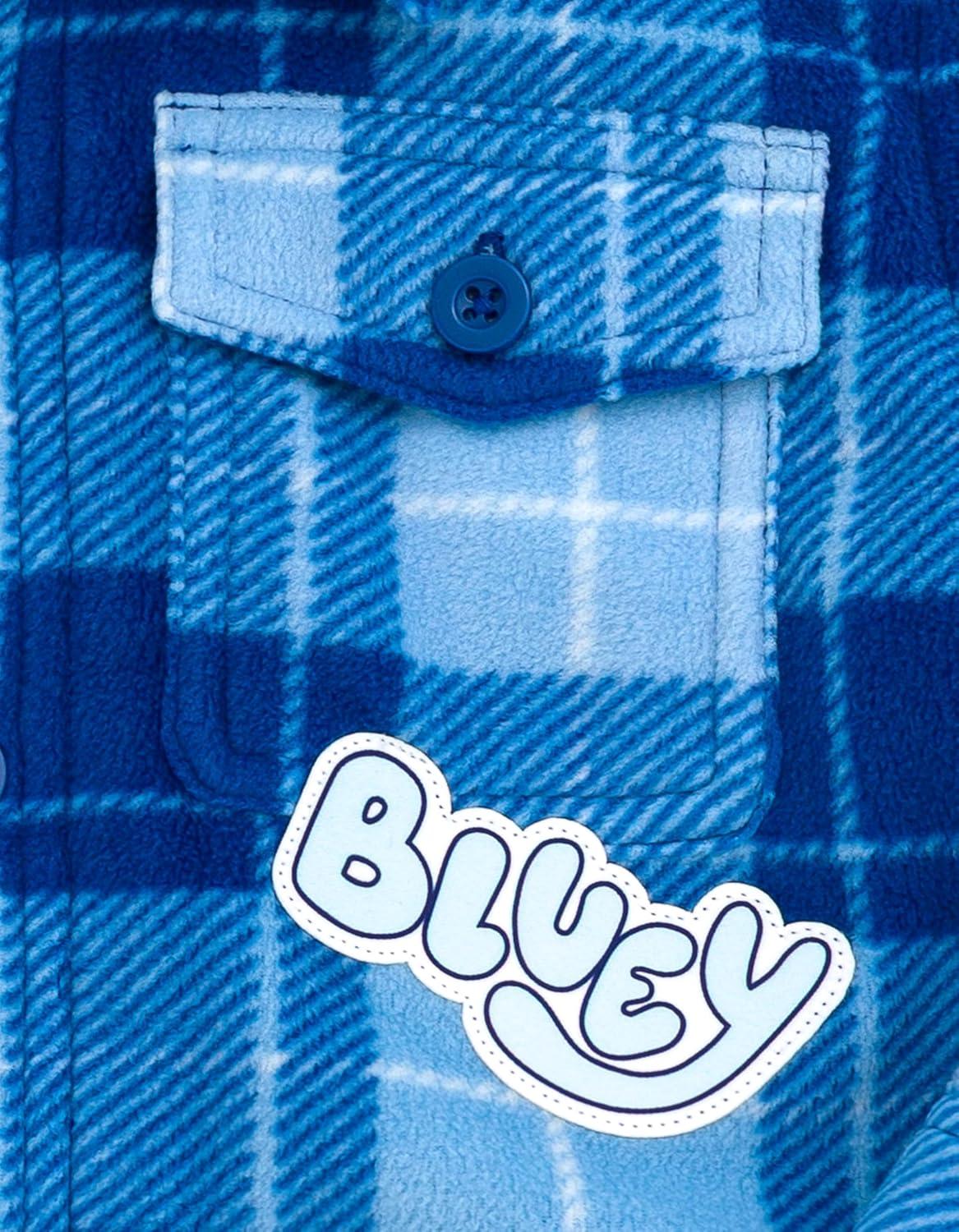 imageBluey Plaid Flannel Shacket with FauxShearling Lining Toddler Sizes 2T 5TBlue