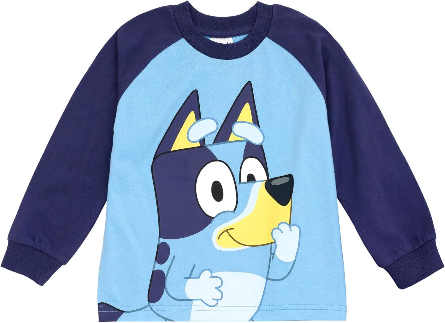 imageBluey TShirt and French Terry Jogger Pants Outfit Set Infant to Big Kid Sizes 12 Months 1012BlueWhiteYellow