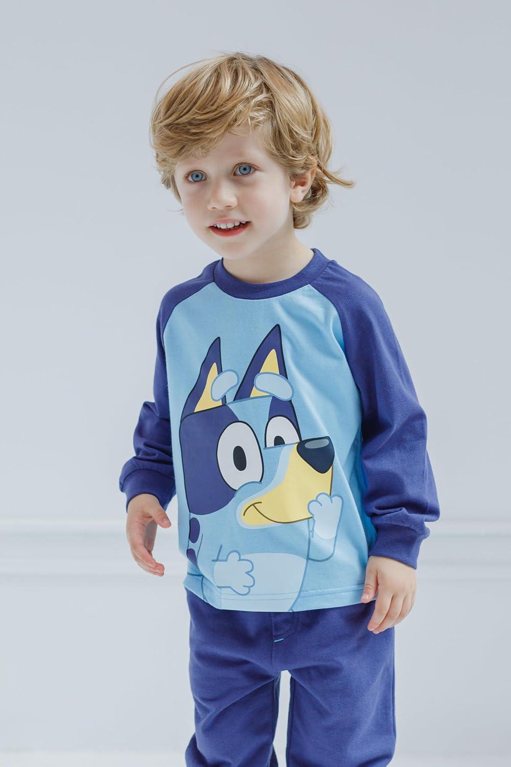 imageBluey TShirt and French Terry Jogger Pants Outfit Set Infant to Big Kid Sizes 12 Months 1012BlueWhiteYellow