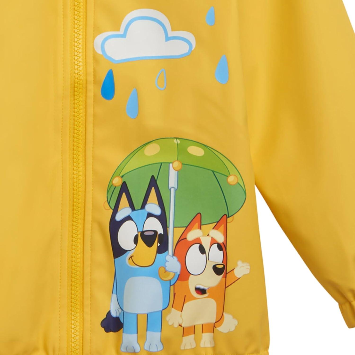 imageBluey Yellow Zip Up Waterproof Rain Jacket Toddler to Little Kid Sizes 2T 78Yellow