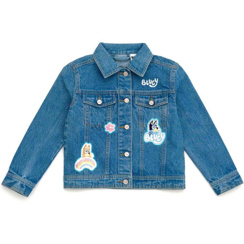 imageBluey Girls Denim Jacket Toddler to Big Kid Sizes 2T  1012Blue  Bluey  Bingo