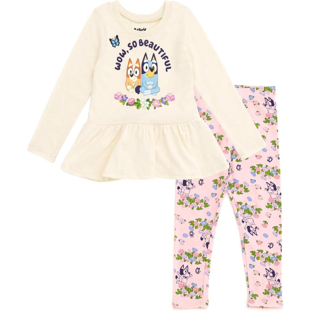 imageBluey Girls TShirt and Leggings Outfit Set Toddler to Big Kid Sizes 2T 1012White Pink