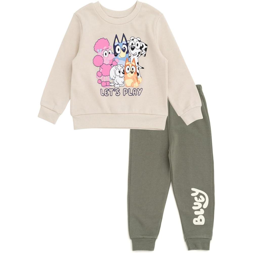 imageBluey girls Bluey Sweatshirt and Jogger Pants SetOff White Dark Green