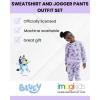 Bluey Fleece Sweatshirt and Jogger Pants Outfit Set Infant to Big Kid Sizes (12 Months – 14-16)(Lavender)