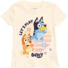 Bluey Girls Fleece Drop Shoulder Zip Up Hoodie, Ribbed T-Shirt & Pants 3 Piece Outfit Toddler to Big Kid Sizes (2T – 10-12)(Blue / Beige)
