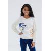 Bluey Girls Fleece Sweatshirt with Faux Fur Sleeves Toddler to Big Kid Sizes (2T – 10-12)(White)