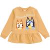 Bluey Girls Peplum Sweatshirt and Leggings Outfit Set Toddler to Big Kid Sizes (2T – 10-12)(Orange / Blue  Bingo / Bluey)