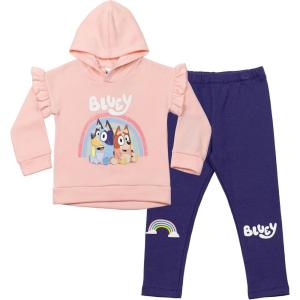 Bluey Girls Fleece Hoodie and Leggings Outfit Set(Pink/Purple)