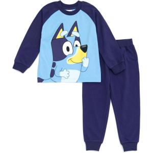 Bluey T-Shirt and French Terry Jogger Pants Outfit Set Infant to Big Kid Sizes (12 Months – 10-12)(Blue)