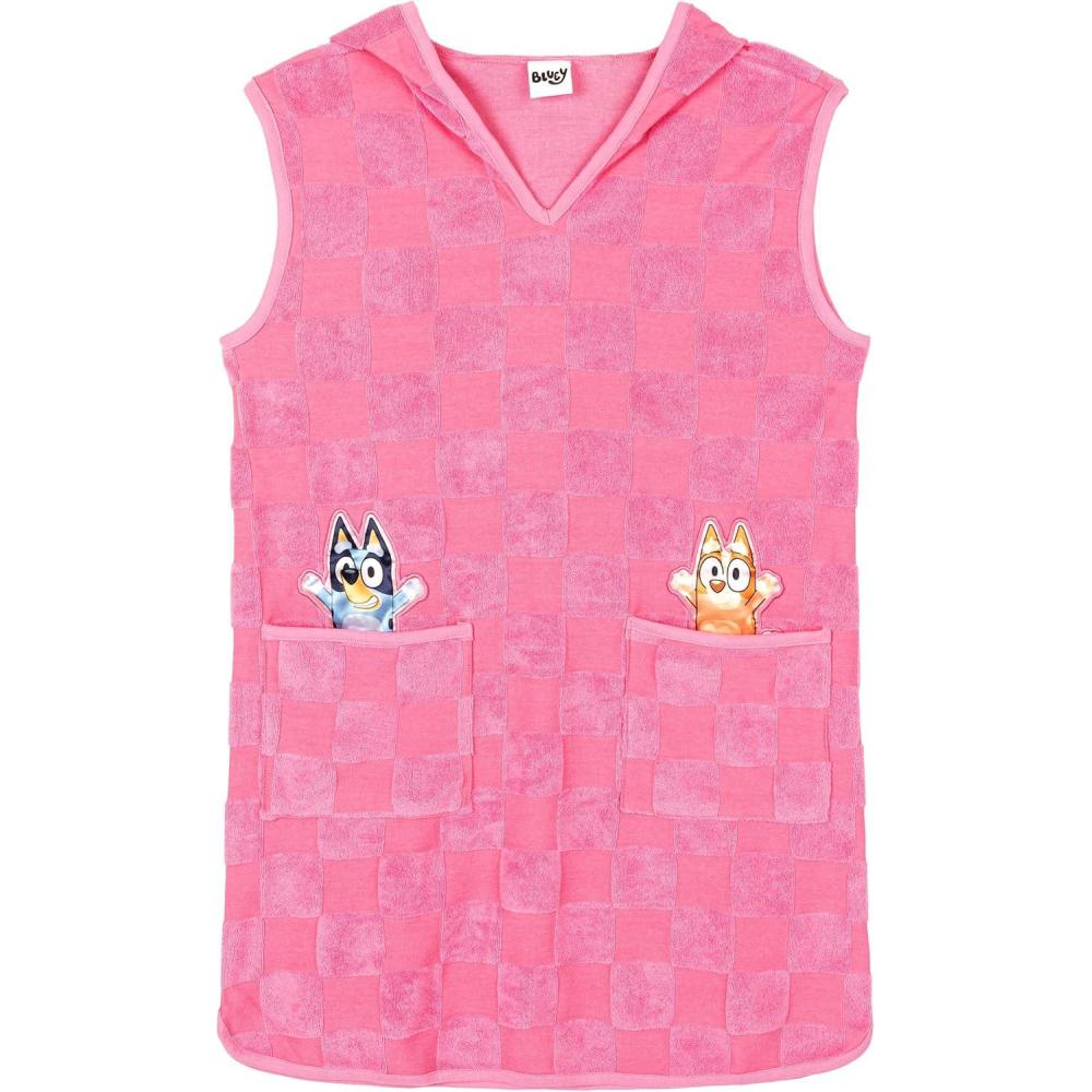imageBluey Girls Loop Terry Cloth Hooded Swim Coverup Toddler to Big Kid Sizes 2T  1012Pink