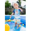 Bluey UPF 50+ Pullover Rash Guard and Swim Trunks Outfit Set Infant to Little Kid Sizes (12 Months – 7-8)(Blue)