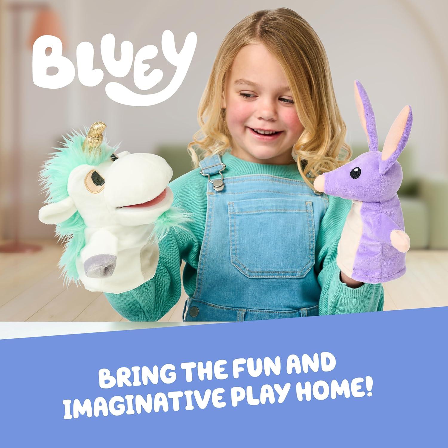 imageBluey Unicorse amp Bob Bilby Hand Puppet Plush 2Pack 89 Soft Deluxe Fabric Embroidered Details Perfect for Toddler Hands Imaginative Play Official Bluey Toys Amazon ExclusiveUnicorse Bob Bilby Puppets