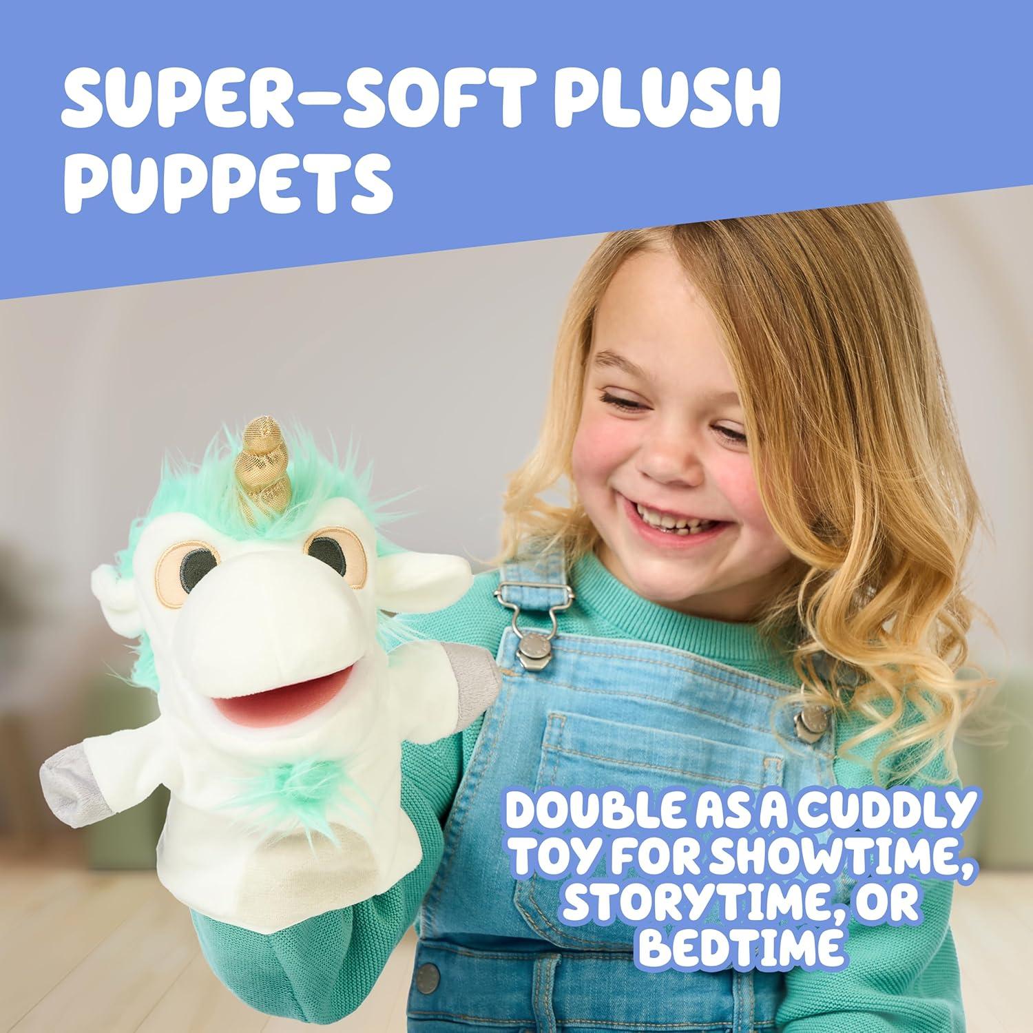 imageBluey Unicorse amp Bob Bilby Hand Puppet Plush 2Pack 89 Soft Deluxe Fabric Embroidered Details Perfect for Toddler Hands Imaginative Play Official Bluey Toys Amazon ExclusiveUnicorse Bob Bilby Puppets