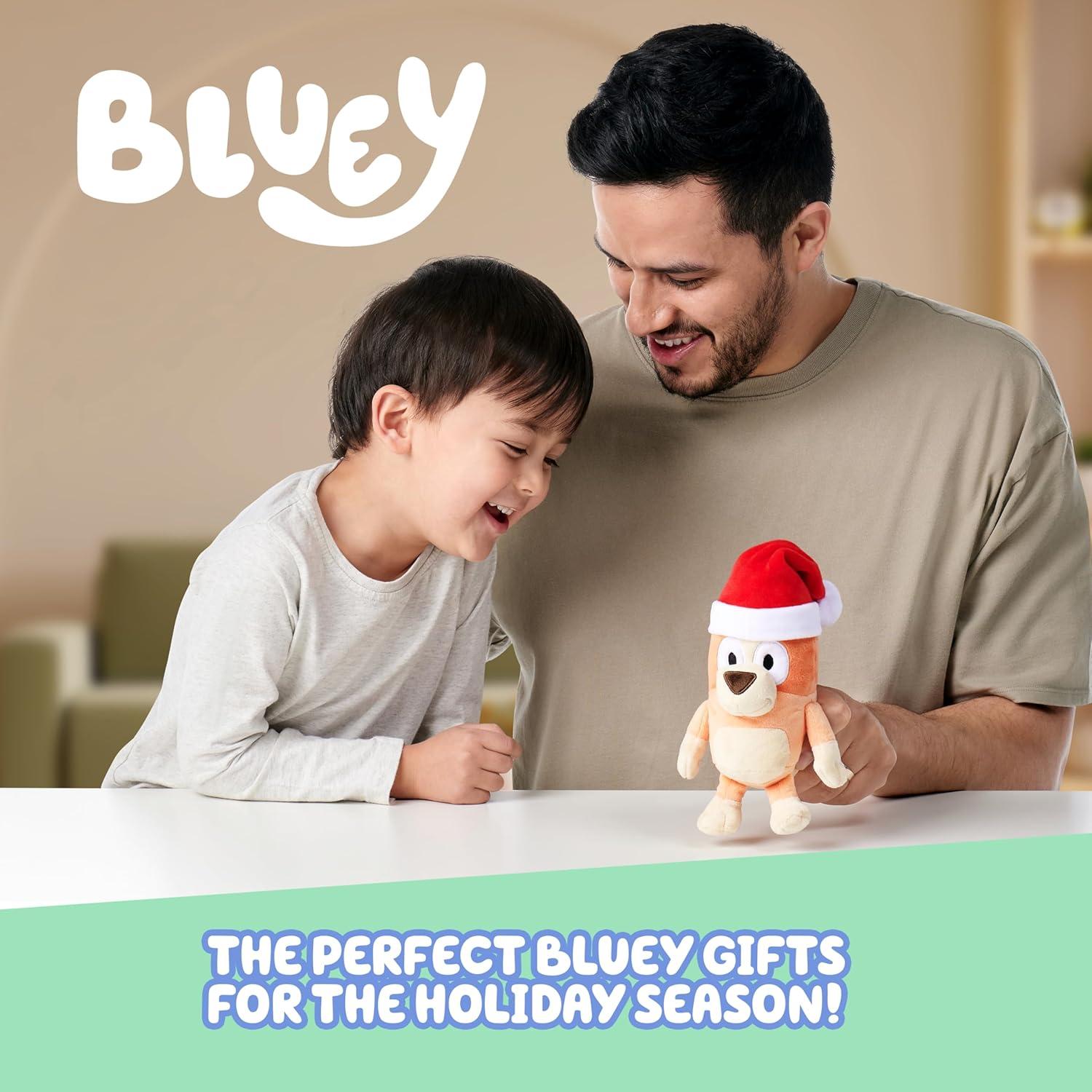imageBluey Unicorse amp Bob Bilby Hand Puppet Plush 2Pack 89 Soft Deluxe Fabric Embroidered Details Perfect for Toddler Hands Imaginative Play Official Bluey Toys Amazon ExclusiveSanta Hat Bluey Bingo