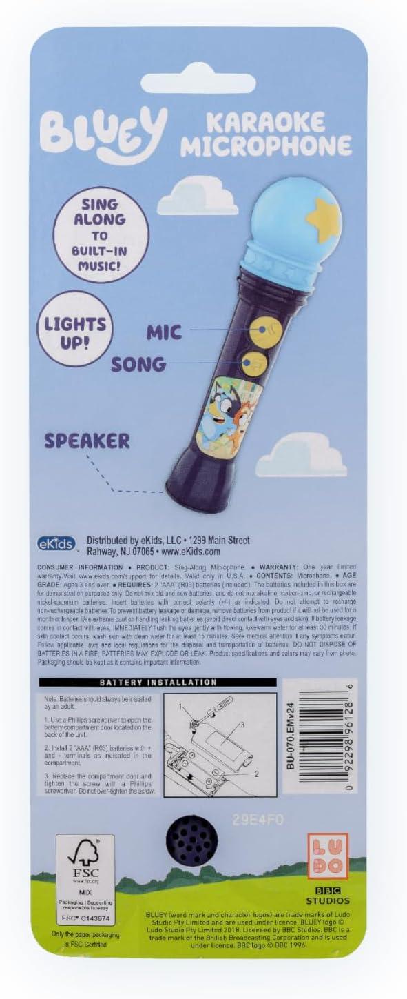 imageeKids Bluey Microphone Toy for Toddlers Includes Builtin Music and Lights Designed for Fans of Bluey Toys