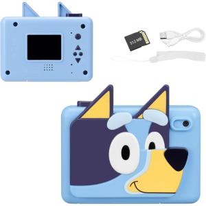 ekids Bluey Kids Camera with SD Card, Digital Camera for Kids with Video Recording, Built-in Digital Stickers, Bluey Toys Make Great Stocking Stuffers for Kids