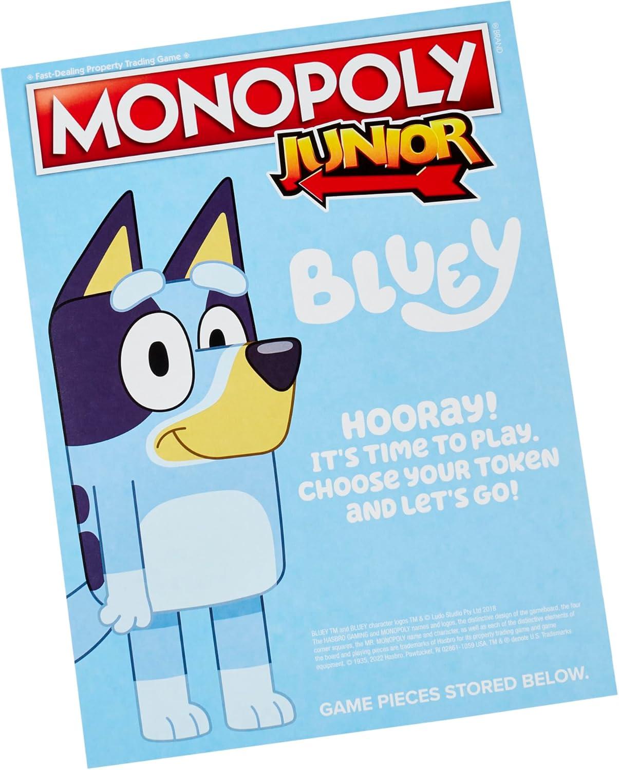 imageHasbro Gaming Monopoly Junior Bluey Edition Board Game Kids Play as Bluey Bingo Mum amp Dad for Girls amp Boys Ages 5 Amazon Exclusive