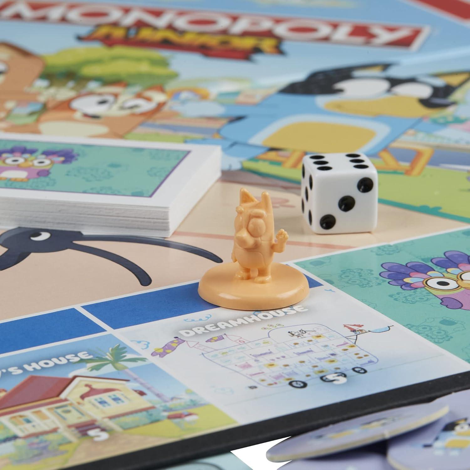 imageHasbro Gaming Monopoly Junior Bluey Edition Board Game Kids Play as Bluey Bingo Mum amp Dad for Girls amp Boys Ages 5 Amazon Exclusive