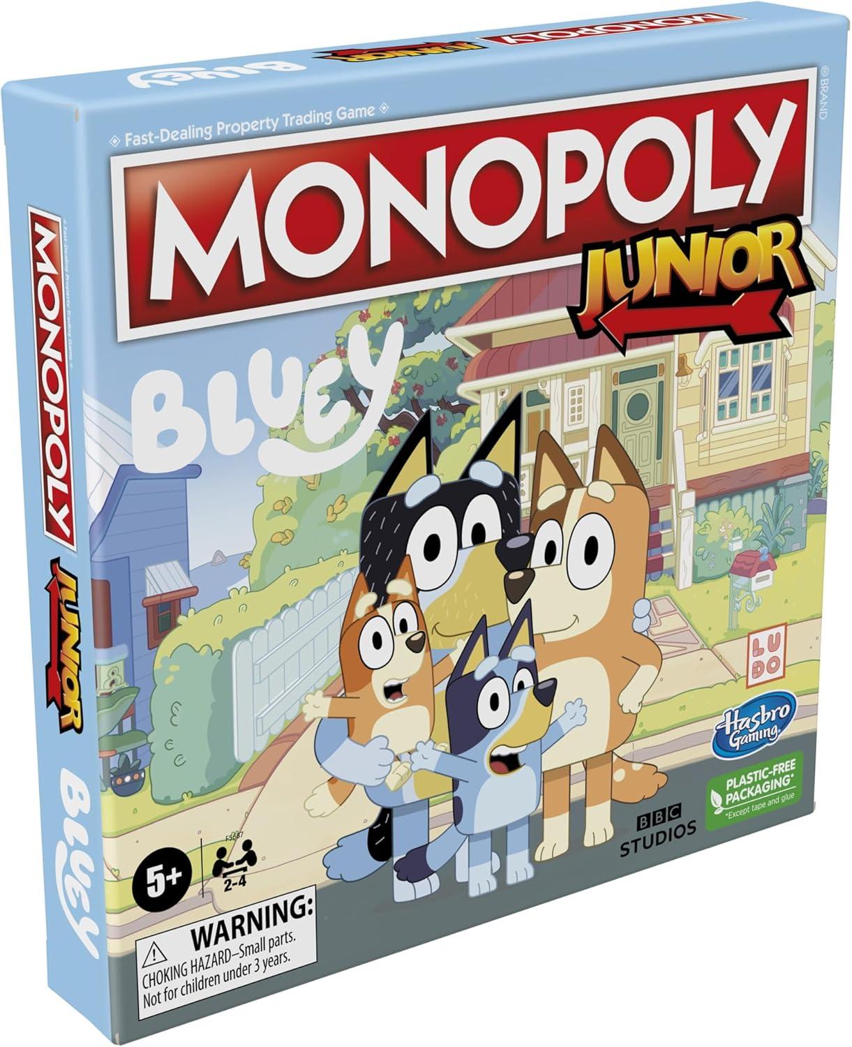 imageHasbro Gaming Monopoly Junior Bluey Edition Board Game Kids Play as Bluey Bingo Mum amp Dad for Girls amp Boys Ages 5 Amazon Exclusive