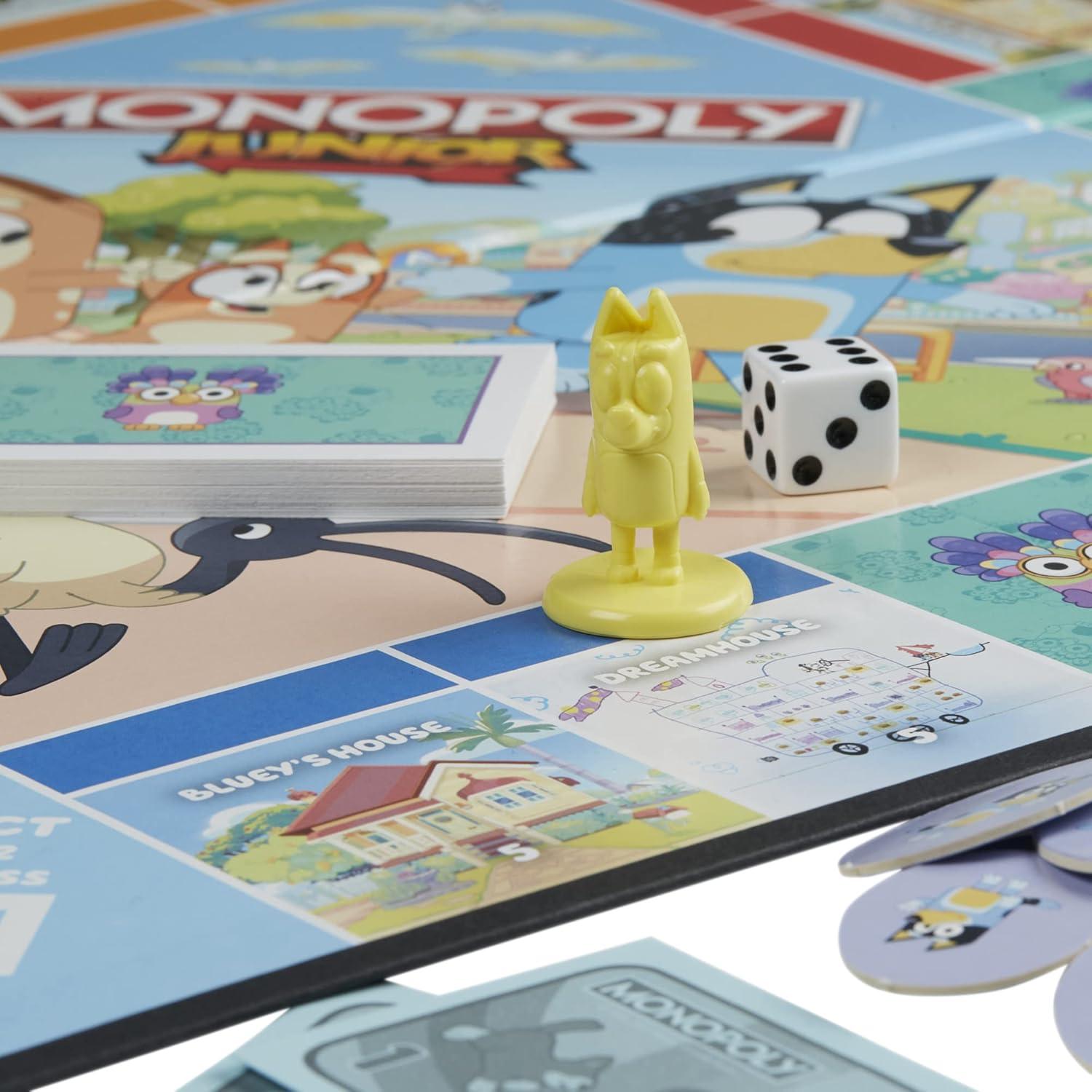 imageHasbro Gaming Monopoly Junior Bluey Edition Board Game Kids Play as Bluey Bingo Mum amp Dad for Girls amp Boys Ages 5 Amazon Exclusive