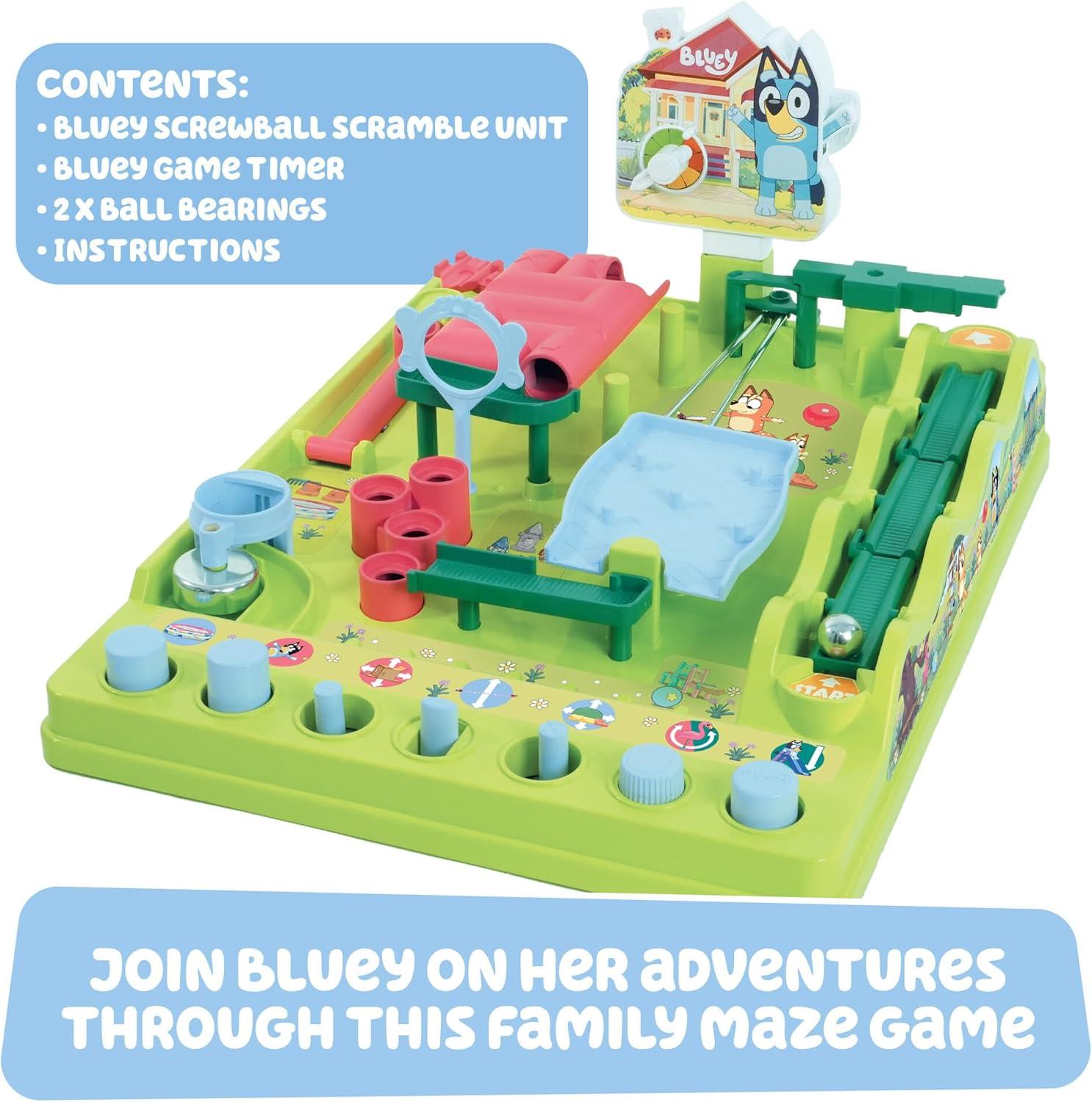 imageTOMY Bluey Screwball Scramble Marble Maze BeatTheClock Obstacle Course amp Marble Run Skill amp Dexterity Challenge 14 Players Ages 5Bluey Screwball Scramble