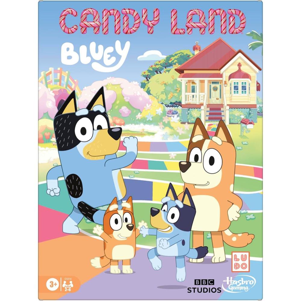 imageHasbro Gaming Candy Land Bluey Edition Board Game  Ages 3 and Up  26 Players  Play as Dad Mum Bluey Bingo Muffin or Socks  Preschool Games  Kids Gifts Amazon Exclusive