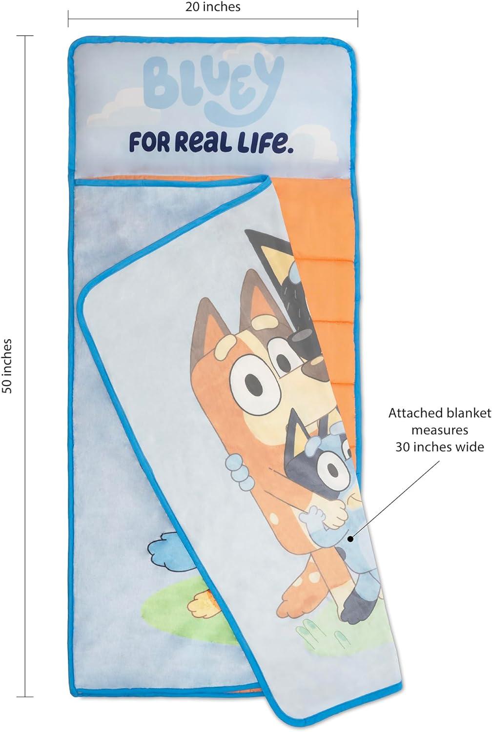 imageBluey Kids NapMat Set Includes Pillow and Plush Blanket Great for Boys or Girls Napping During Daycare or Preschool Fits Toddlers and Young ChildrenToddler