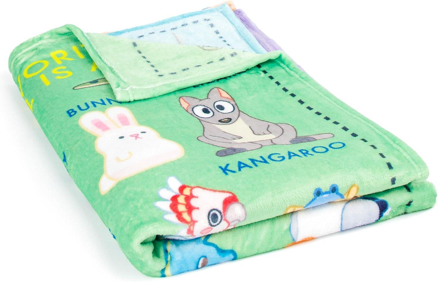 imageJay Franco Bluey Early Education Learning Blanket Measures 60 x 90 Inches Super Soft Plush Teaching Blanket for Children Music Vehicles amp Animals Kids BeddingMulti Bluey