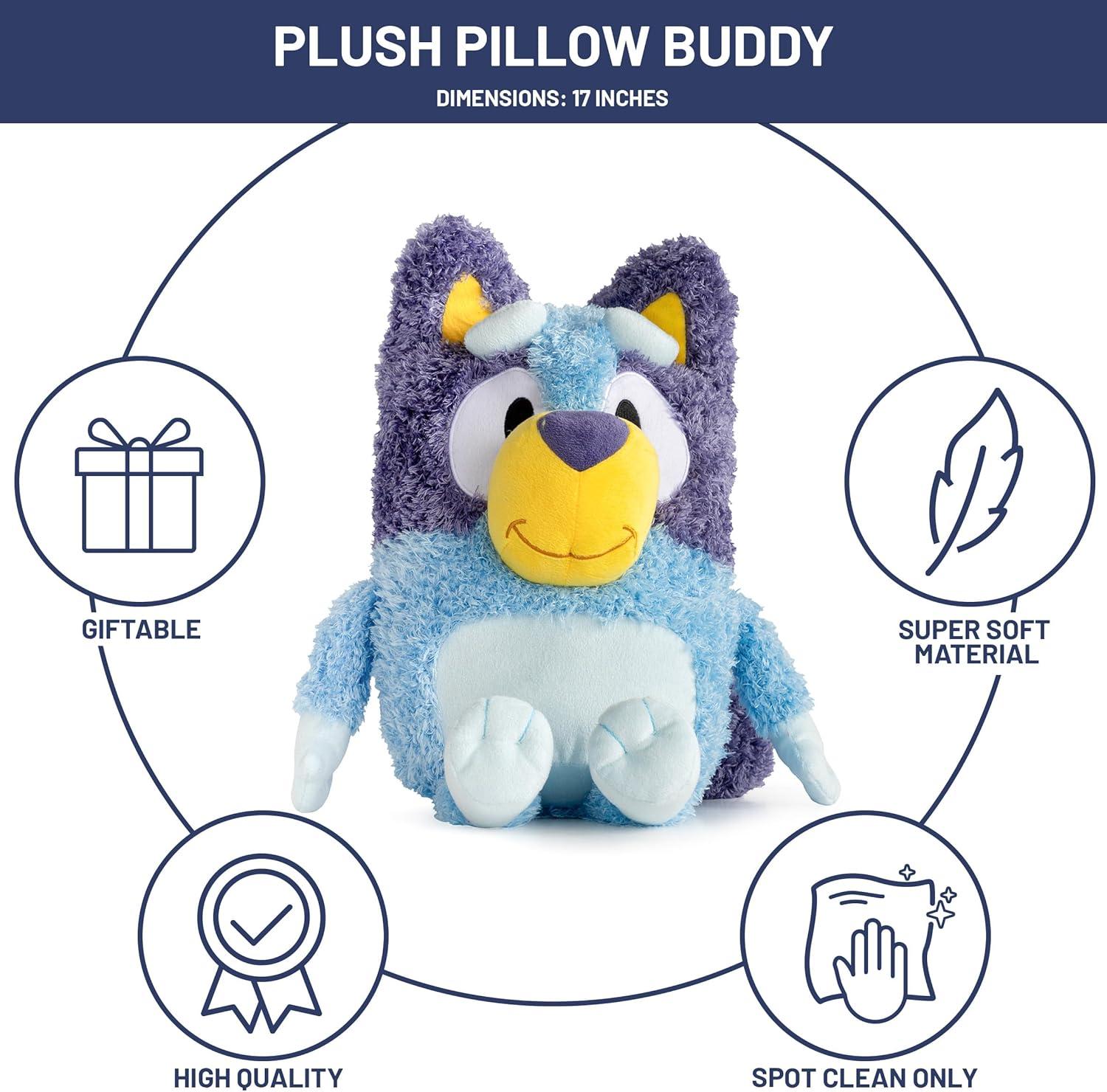imageJay Franco Bluey Plush Pillow Buddy Soft Plushie Stuffed Pillow 17 Inches Blue Bluey