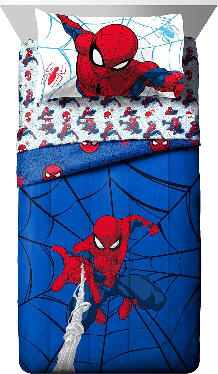 imageJay Franco Bluey amp Bingo 5 Piece Twin Size Bed Set Includes Comforter amp Sheet Set Super Soft Kids Bedding Fade Resistant Microfiber Official Bluey ProductBlue Spiderman