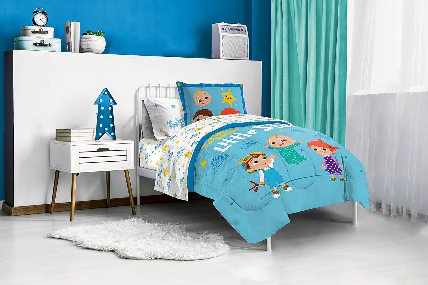 imageJay Franco Bluey amp Bingo 5 Piece Twin Size Bed Set Includes Comforter amp Sheet Set Super Soft Kids Bedding Fade Resistant Microfiber Official Bluey ProductBlue Cocomelon