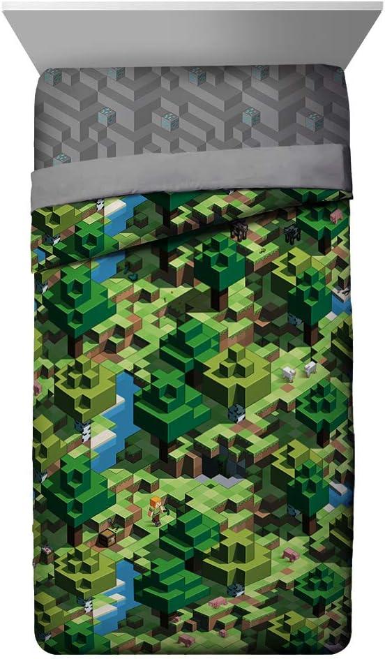 imageJay Franco Bluey amp Bingo 5 Piece Twin Size Bed Set Includes Comforter amp Sheet Set Super Soft Kids Bedding Fade Resistant Microfiber Official Bluey ProductGreen Minecraft